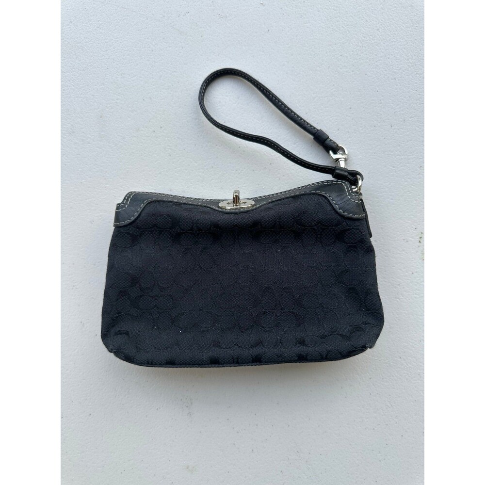 Vintage Rare Coach Legacy Black Signature C Monogram Turn-Lock Wristlet Pouch